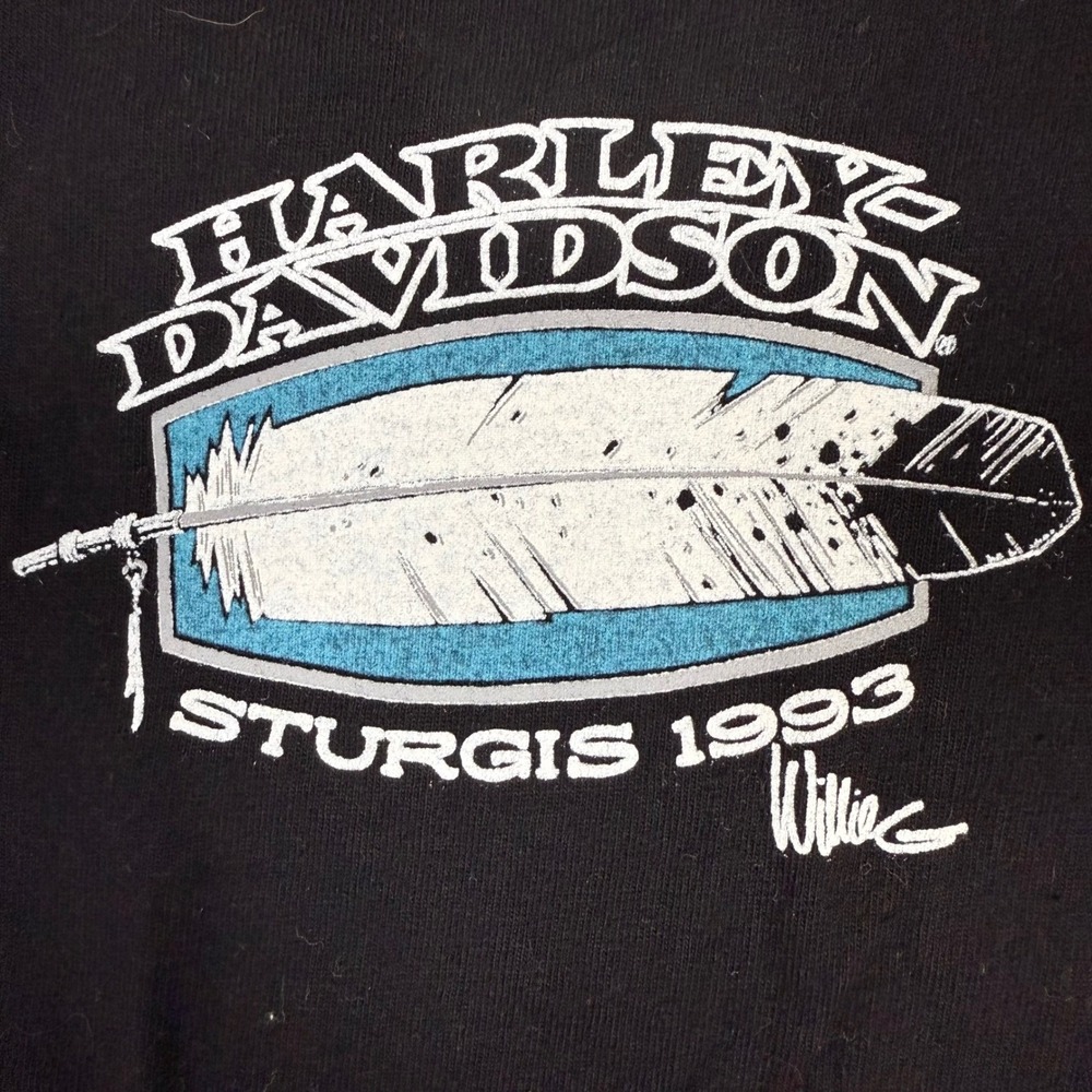 Vintage Harley-Davidson Sturgis 1993 Willie G Feather Graphic T-Shirt – Black, X - Picture 14 of 14